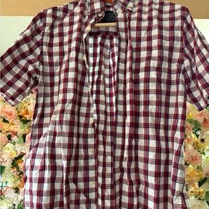 St. John's Bay Red and White Plaid Casual Shirt